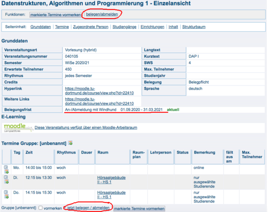 LSF Ansicht mit DAP 1
