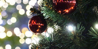 Weihnachtsbaum mit roten Kugeln