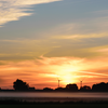 Sunset at Landscape with Windturbines