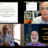 Vier zusammengesetzte Screenshots der Veranstaltung IFS Virtual Keynote Series mit dem Thema Education in the Digital World. Zu sehen sind die drei Vortragenden Prof. Willingham, Asst. Prof. Bernacki und Prof. Fishman.