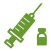 A green syringe and vaccine