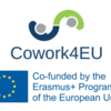 Logo for EU project Cowork 4 EU, below EU flag with indication that project is EU funded.