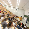 Students sitting in a lecture in the lecture hall.